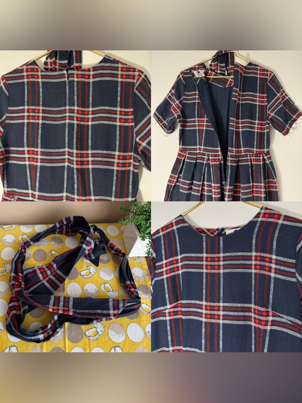 Dainty Jewells Highland Plaid dress with scalloped lace trim and belt size L - Picture 8 of 16